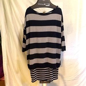 Garnet Hill Striped Cotton Blend Overlay Dress
